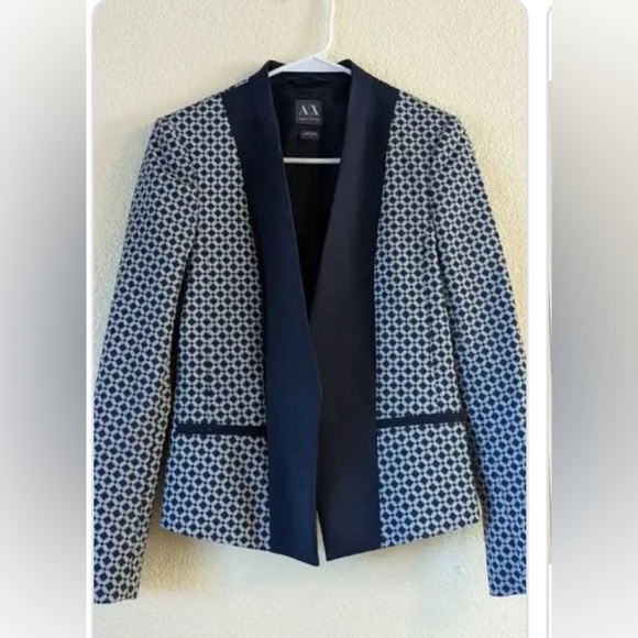 AX Armani exchange navy blue and white pattern Blazer size 4 - Picture 1 of 9